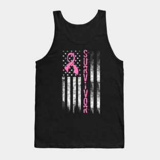 Cool Breast Cancer Survivor Women Pink Flag Tank Top